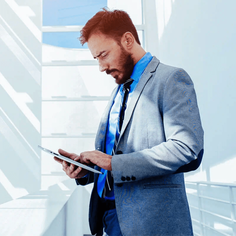 man using a tablet