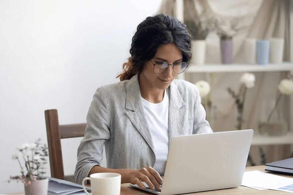 woman using a laptop