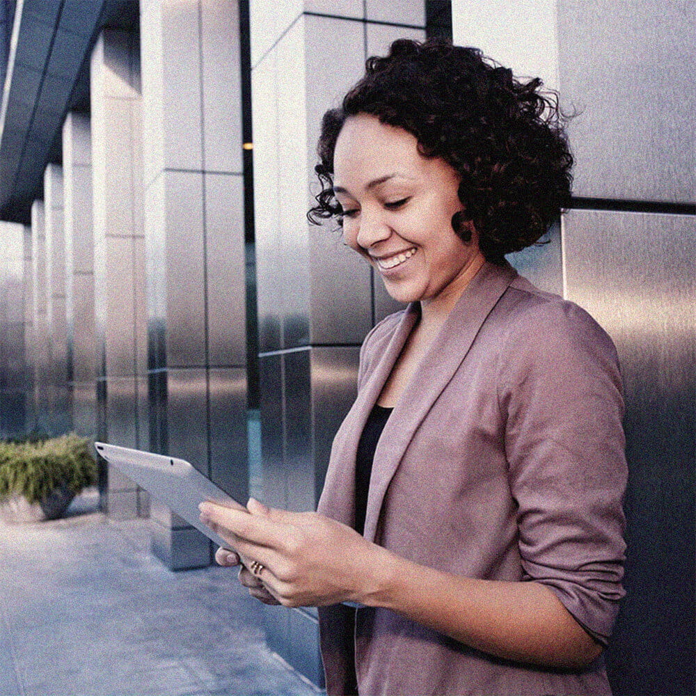 Woman looking at paper