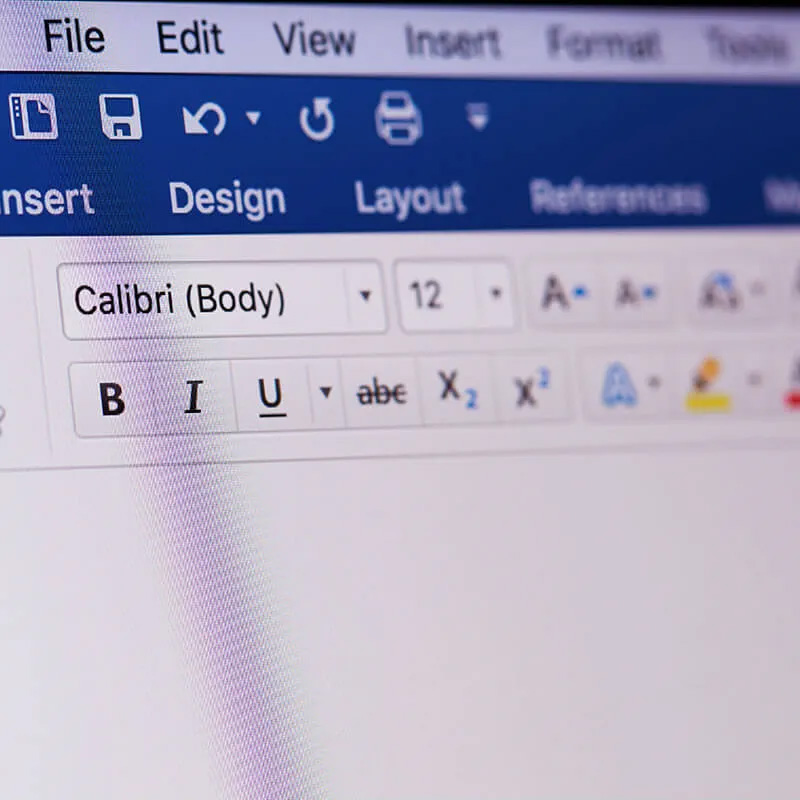 Microsoft Word screen
