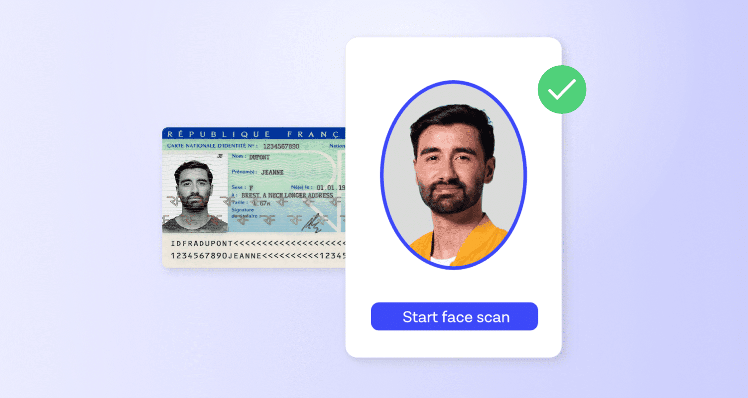A mans ID and face scan confirmation