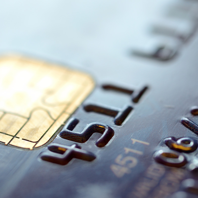 Numbers on a financial card with a chip