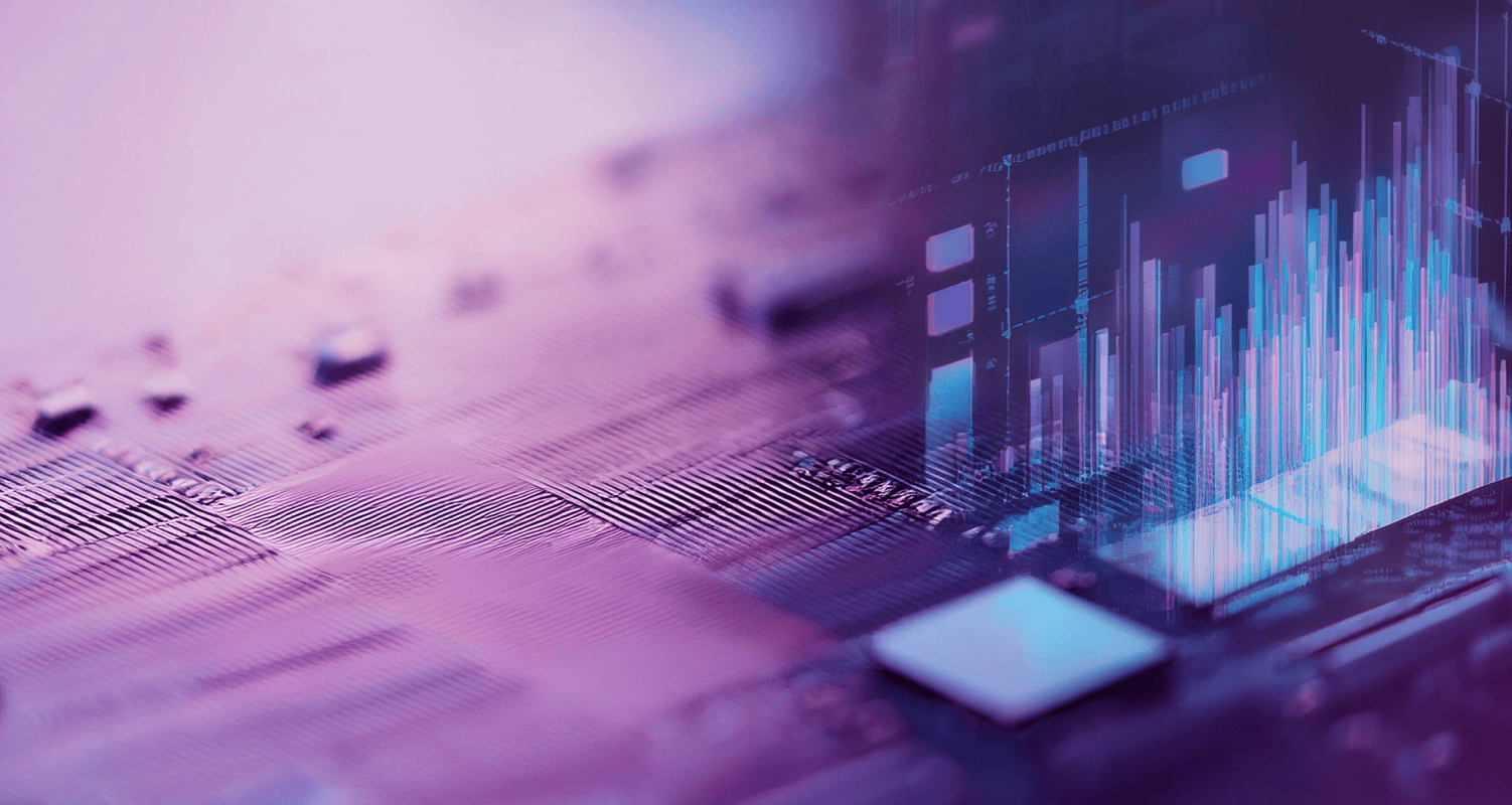 fraud trends purple and blue technical image
