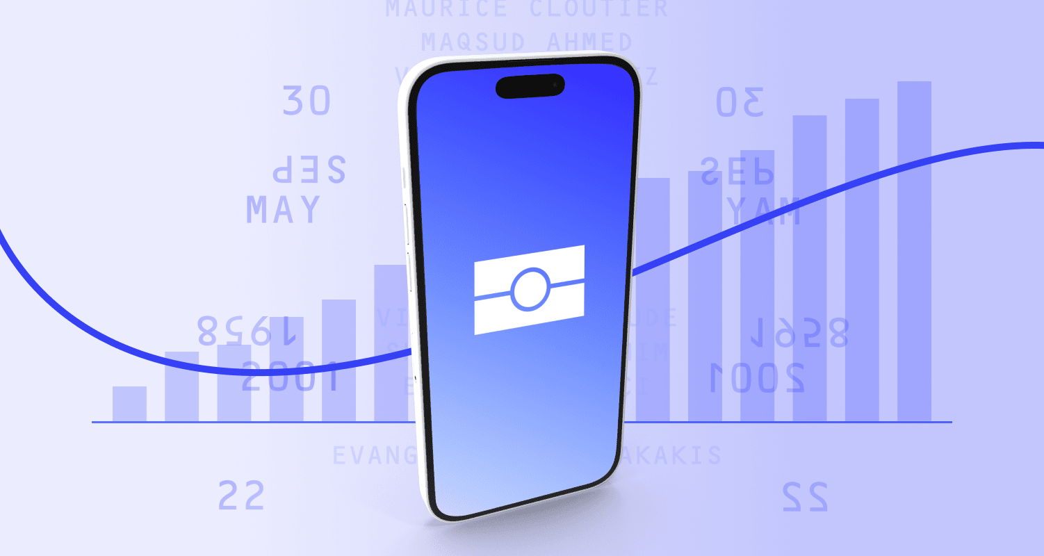 Phone on top of a bar chart