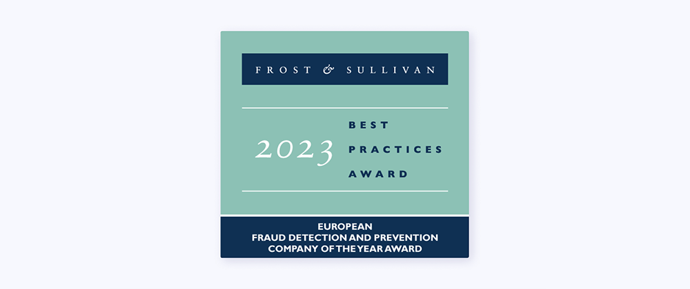 frost and sullivan 2023 best practices award for european fraud detection and prevention company of the year award