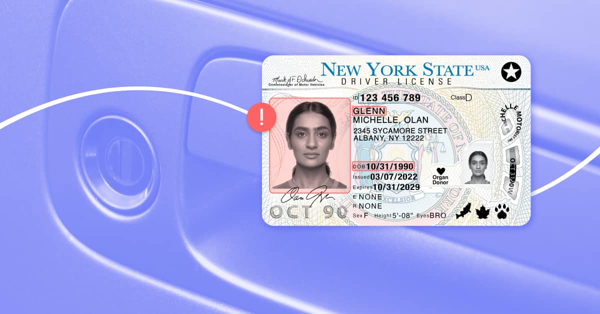 New York drivers license with a women's picture