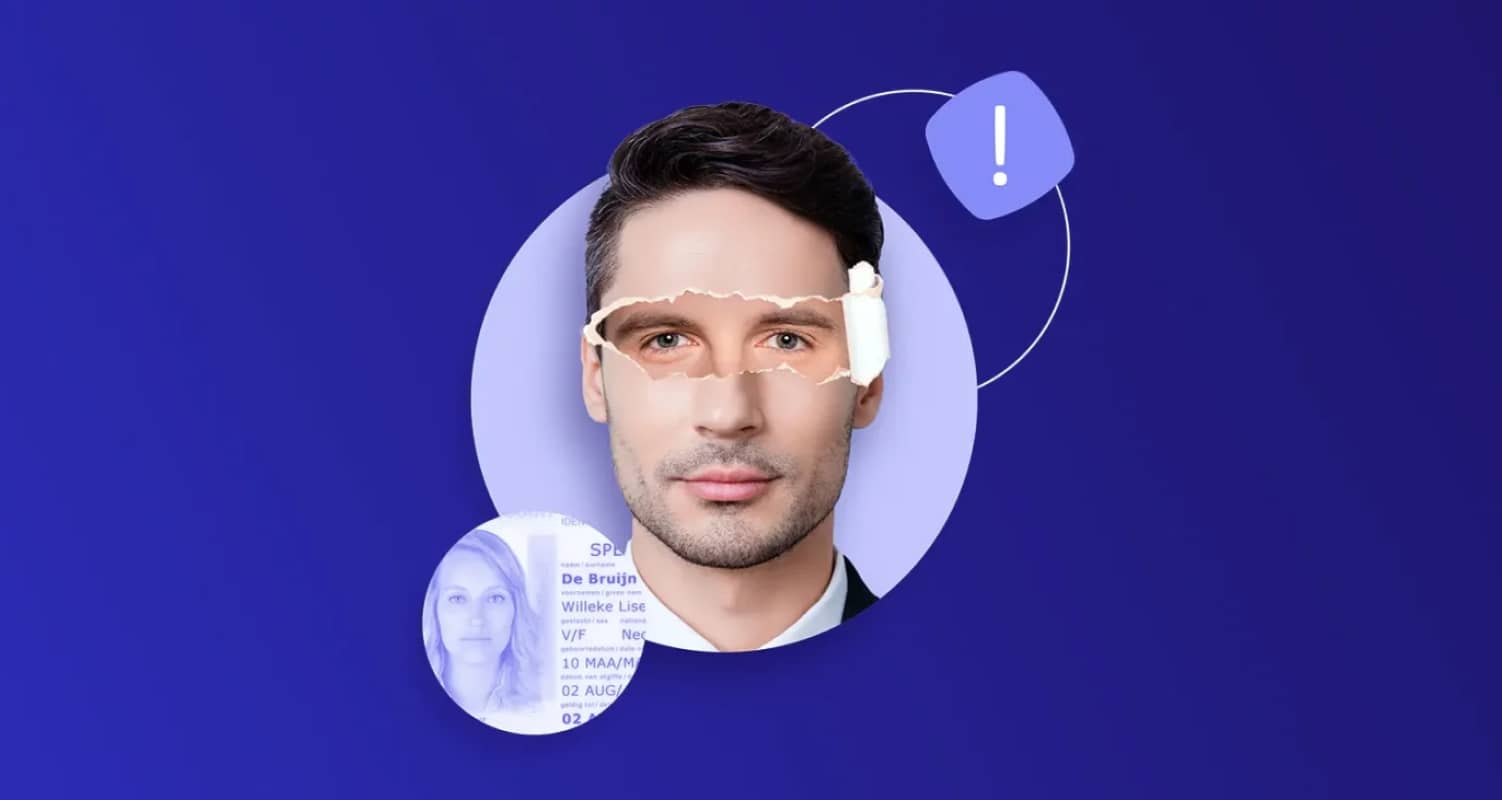 A man with paper torn back to reveal different eyes