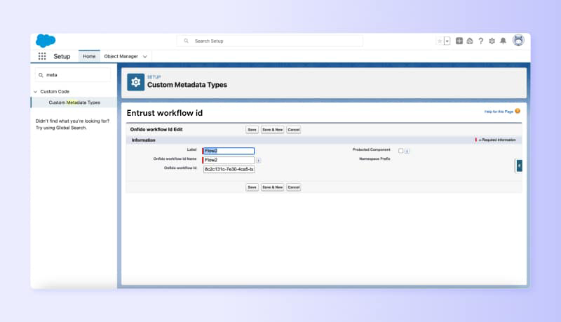 Entrust workflow ID UI