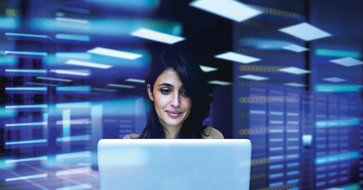 Woman using a laptop