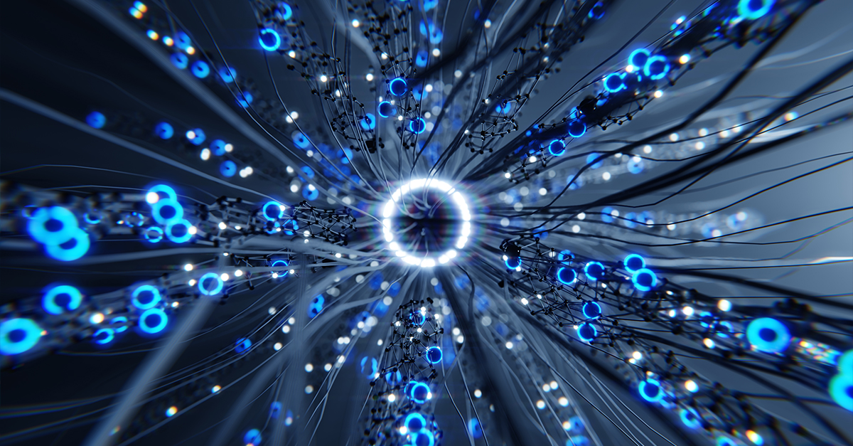 Glowing core with radiating neural pathways.