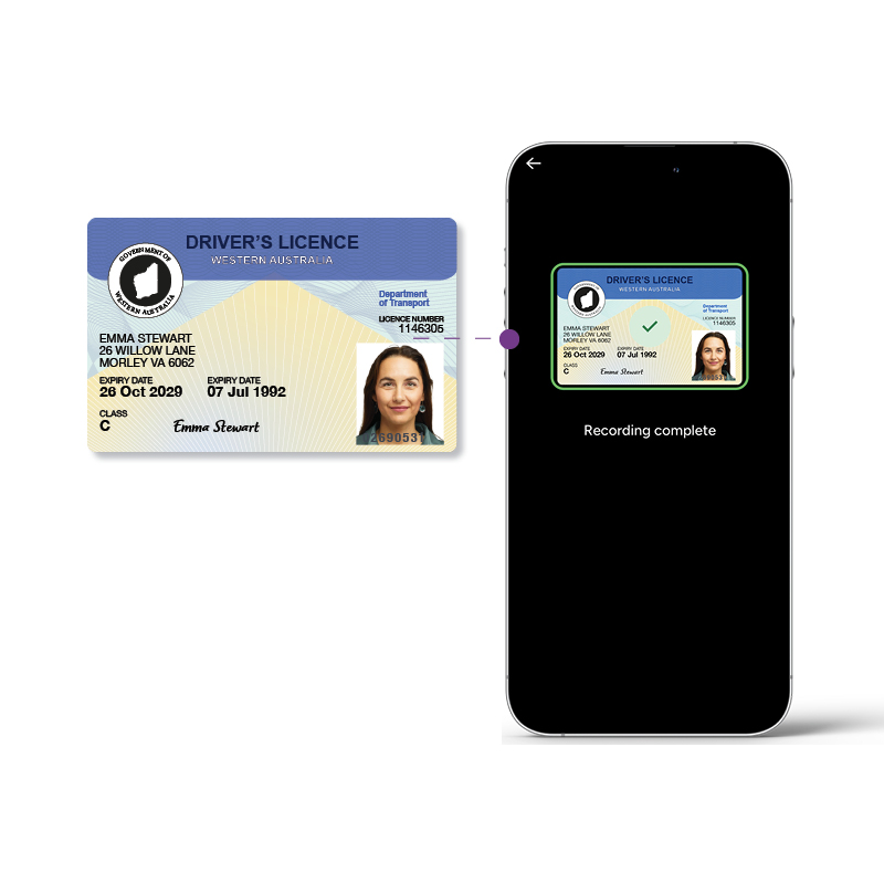 Driver’s licence scanned and verified on smartphone