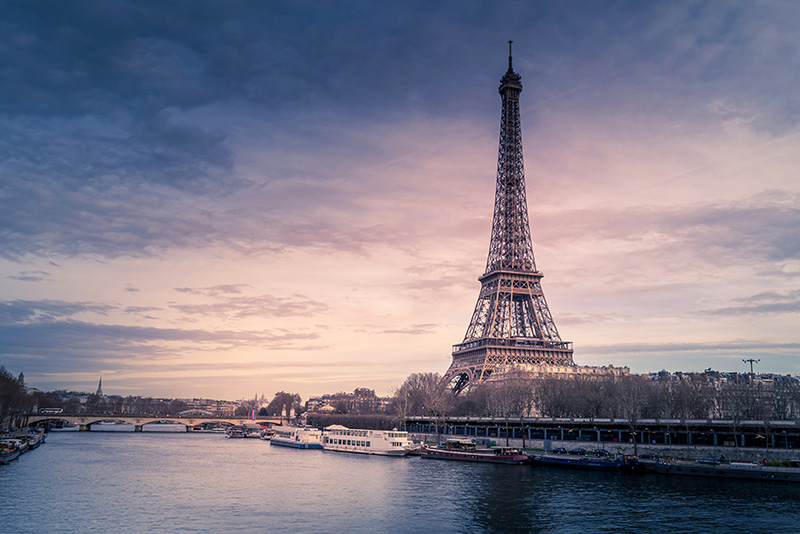 Paris skyline at dusk