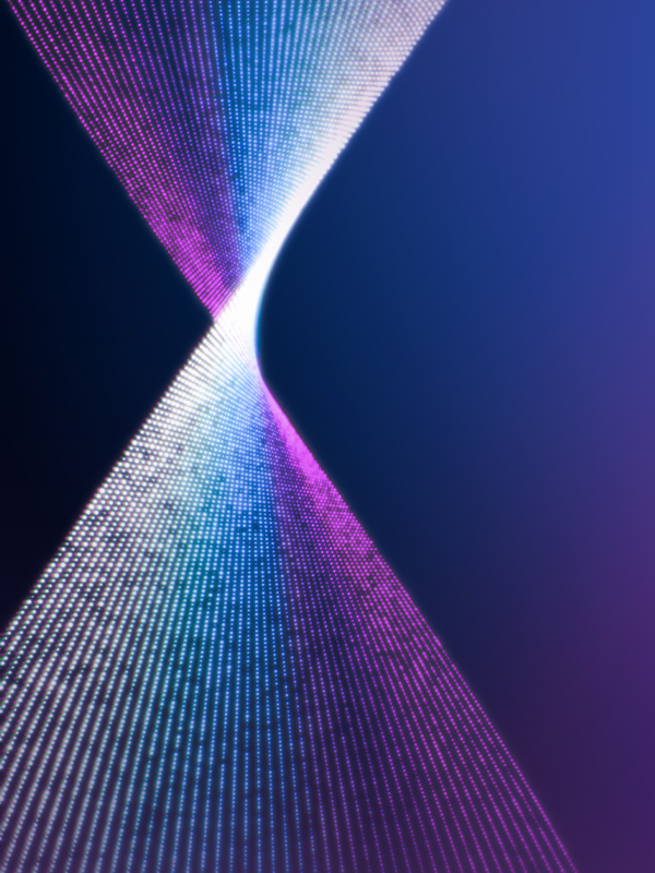 graphic of intersecting twisting lines on blue background