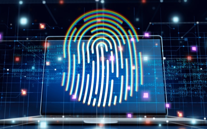 thumbprint visual over laptop