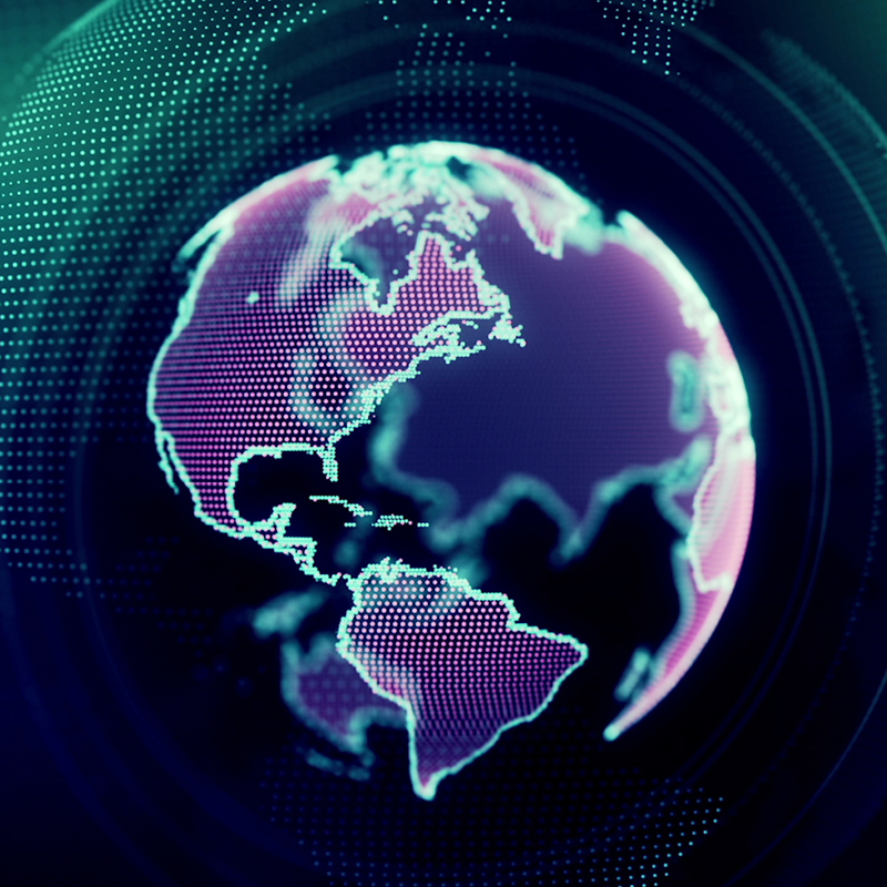 image of world highlighting Americas