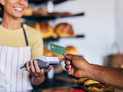 customer tap paying with a financial card