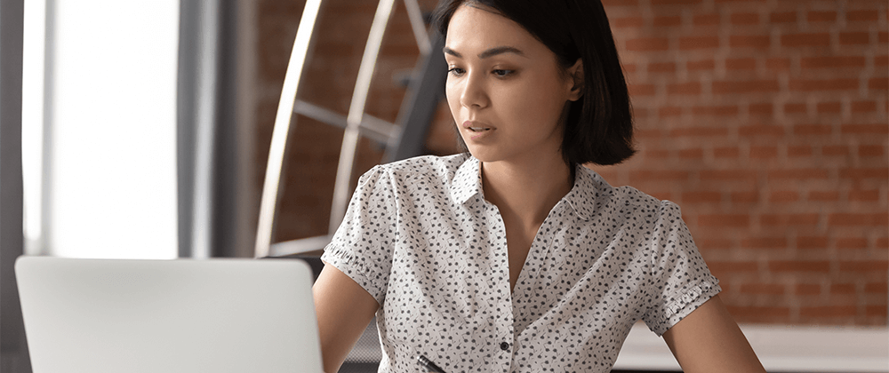 Woman looking at computer