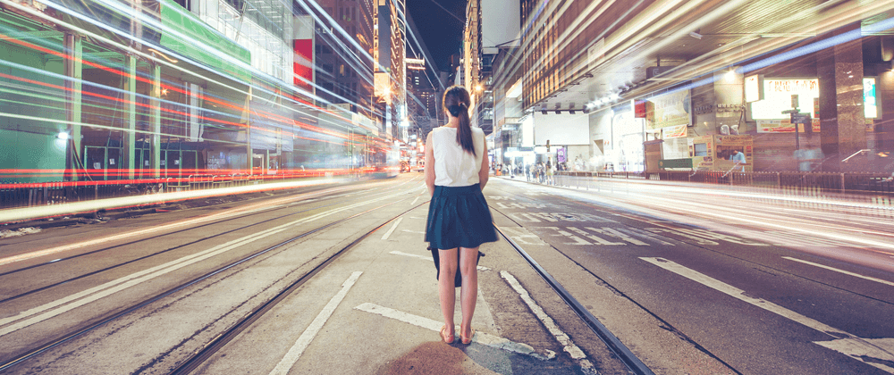 Woman standing in a street