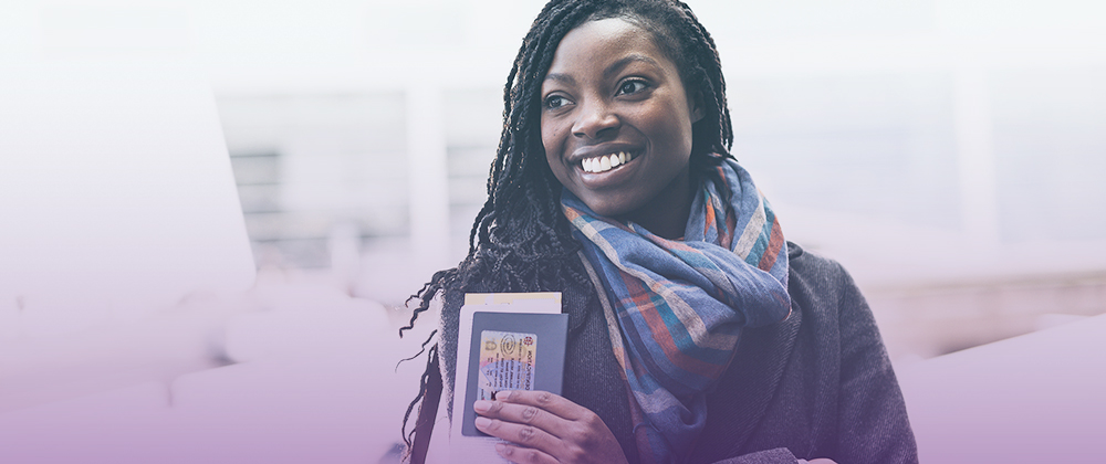 Woman holding a passport
