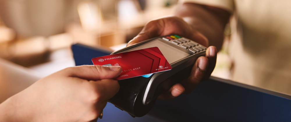 Person scanning a financial card