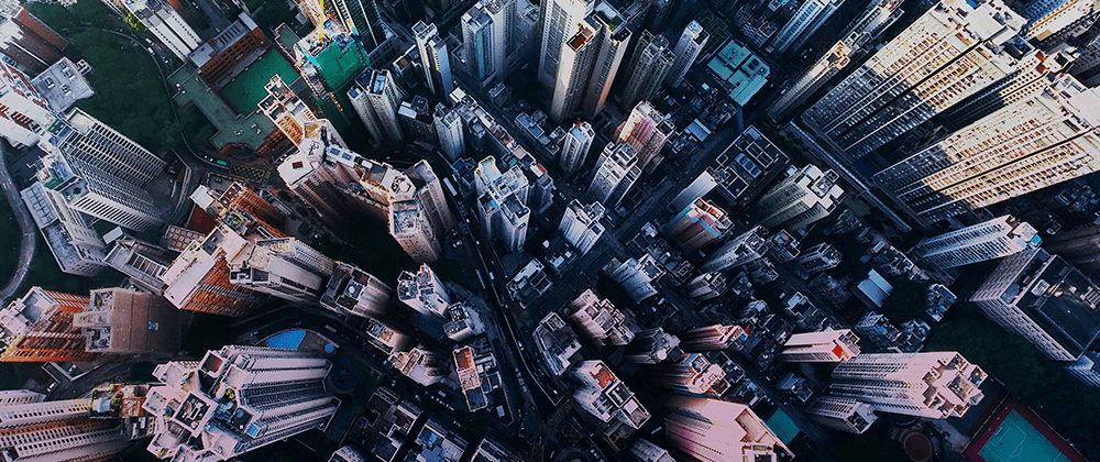 Aerial view of downtown area