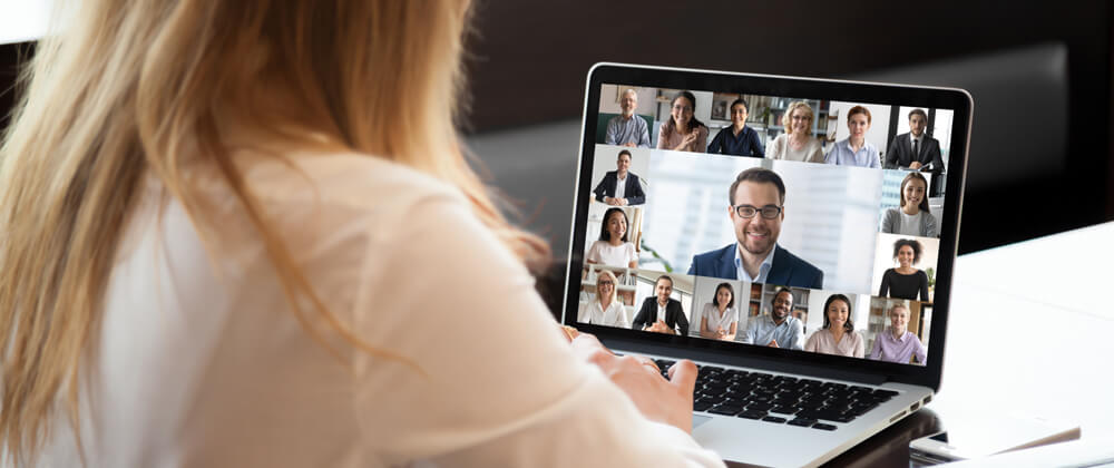 woman on laptop in web meeting