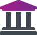 紫红色和灰色的银行正面图标