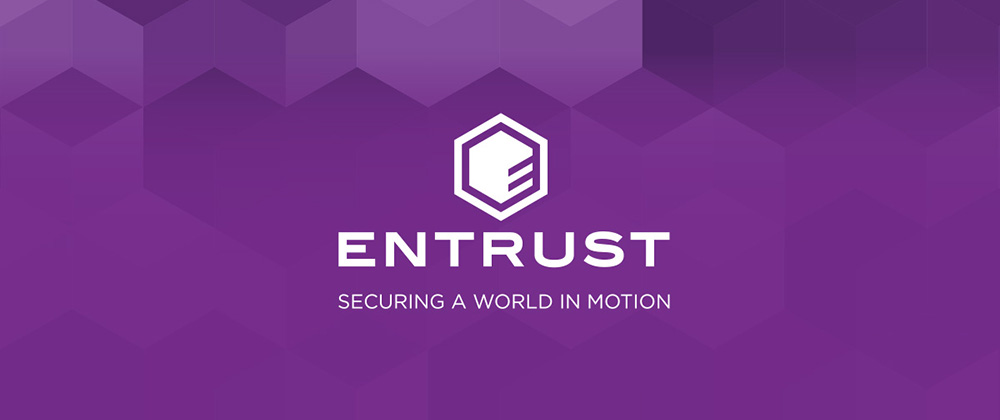 Entrust logo on purple hex background